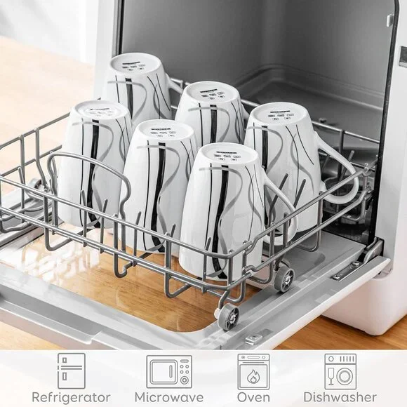 Perfect Coffee Mugs Set of 6, 16 Oz - Durable Porcelain with Big Handle Design